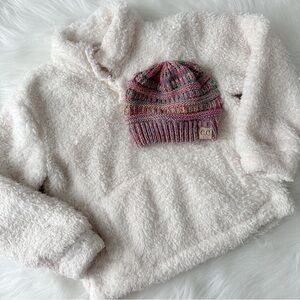 Bundle Girls GAP Fuzzy Jacket and CC Beanie
